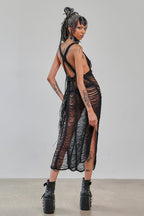 Banned Apparel Gothic Mesh Dress Sheer Distressed Black