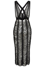 Banned Apparel Gothic Mesh Dress Sheer Distressed Black