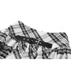Dark in Love Quinn Punk Black and White Checkered Asymmetrical Messy Net Skirt