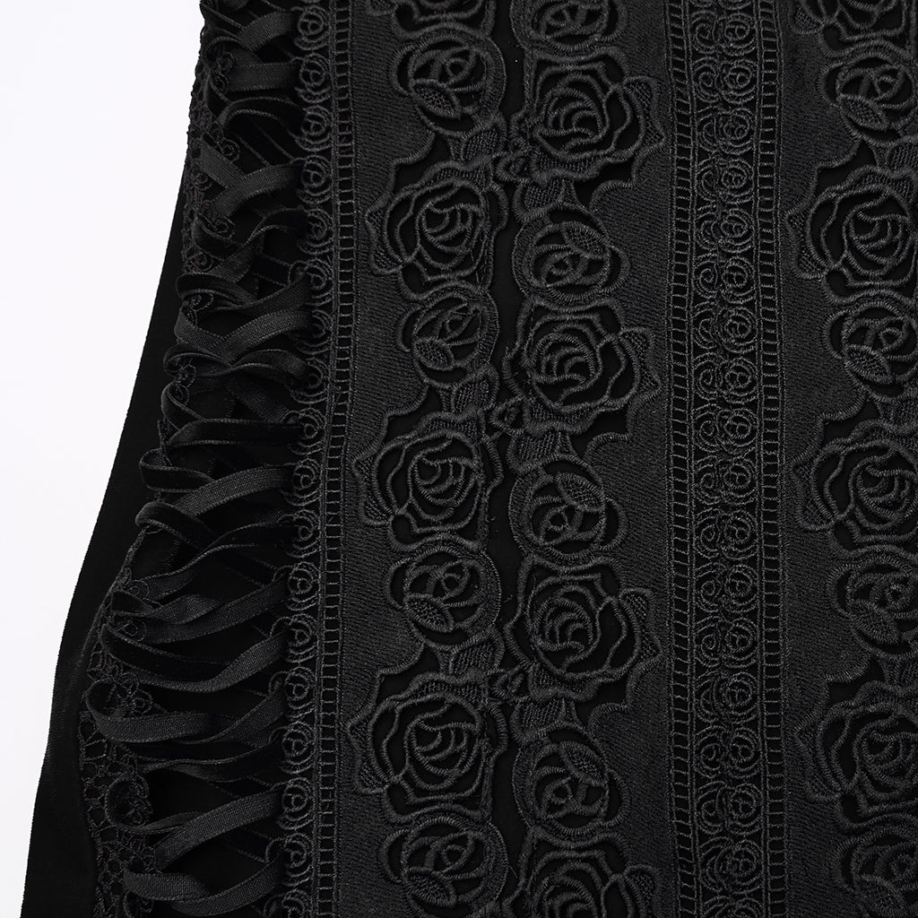 Punk Rave - Belladonna Goth Rose Fishtail Skirt