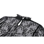Dark in Love Aoife Black Hollow Lace Elastic Pleated Waist Eyelash Lace Cuff Top