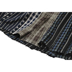 Dark in Love Sage Tartan Patchwork Leather-Waist Pleated Mini Skirt - Size UK 16 Left Only!