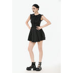 Dark In Love Gwendolyn Lace Panel Goth Mini Dress in Black