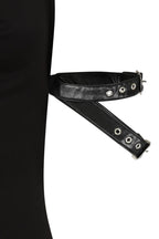 Necessary Evil Aphrodite Plunge Cowl Neck Top - Faux Leather Gothic Going Out Top