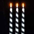 Gothic Gifts Set of 3 Black Candy Cane Taper Candles