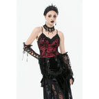 Dark in Love Althea Lace-Trimmed Velvet Goth Camisole in Burgundy