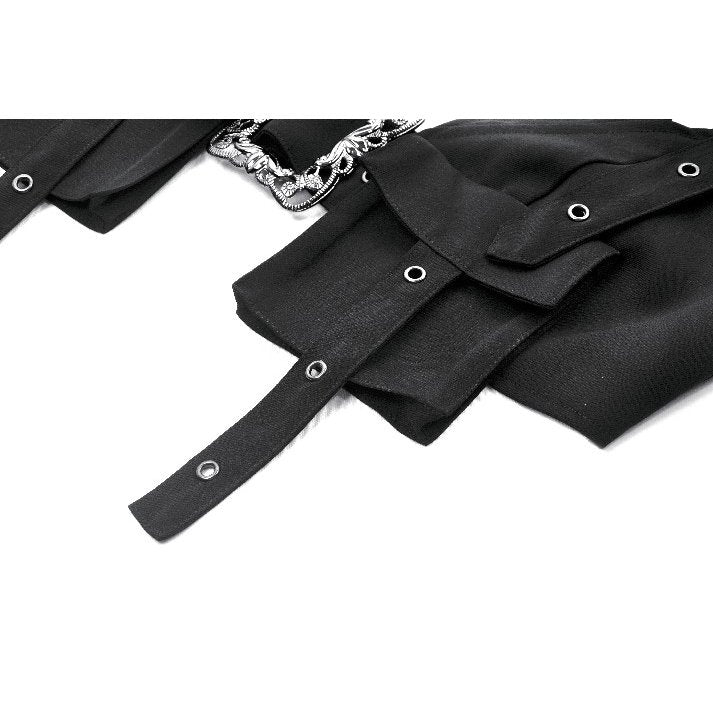 Dark in Love Evangeline Buckled Utility Crop Top in Black