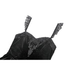 Dark in Love Nocturne Ruffled Velvet Lace Goth Dress in Black