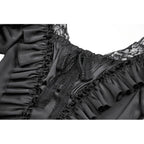Dark in Love Seraphina Ruched Puff Sleeve Corset Top in Black
