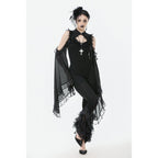 Dark in Love Goth Flare Leggings with Lace Frills
