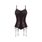 Dark in Love Serilda Velvet Lace Corset Top in Wine Red