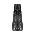 Dark in Love Gothic Lace Velvet Layered Maxi Skirt in Black