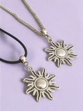 Sun Charm Necklace Silver Plated Or Waxed Cord Variable Lengths, Gift Packaged