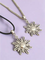 Sun Charm Necklace Silver Plated Or Waxed Cord Variable Lengths, Gift Packaged