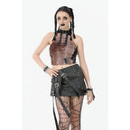 Dark in Love Chaos Reign Faux Leather Goth Mini Skirt in Black