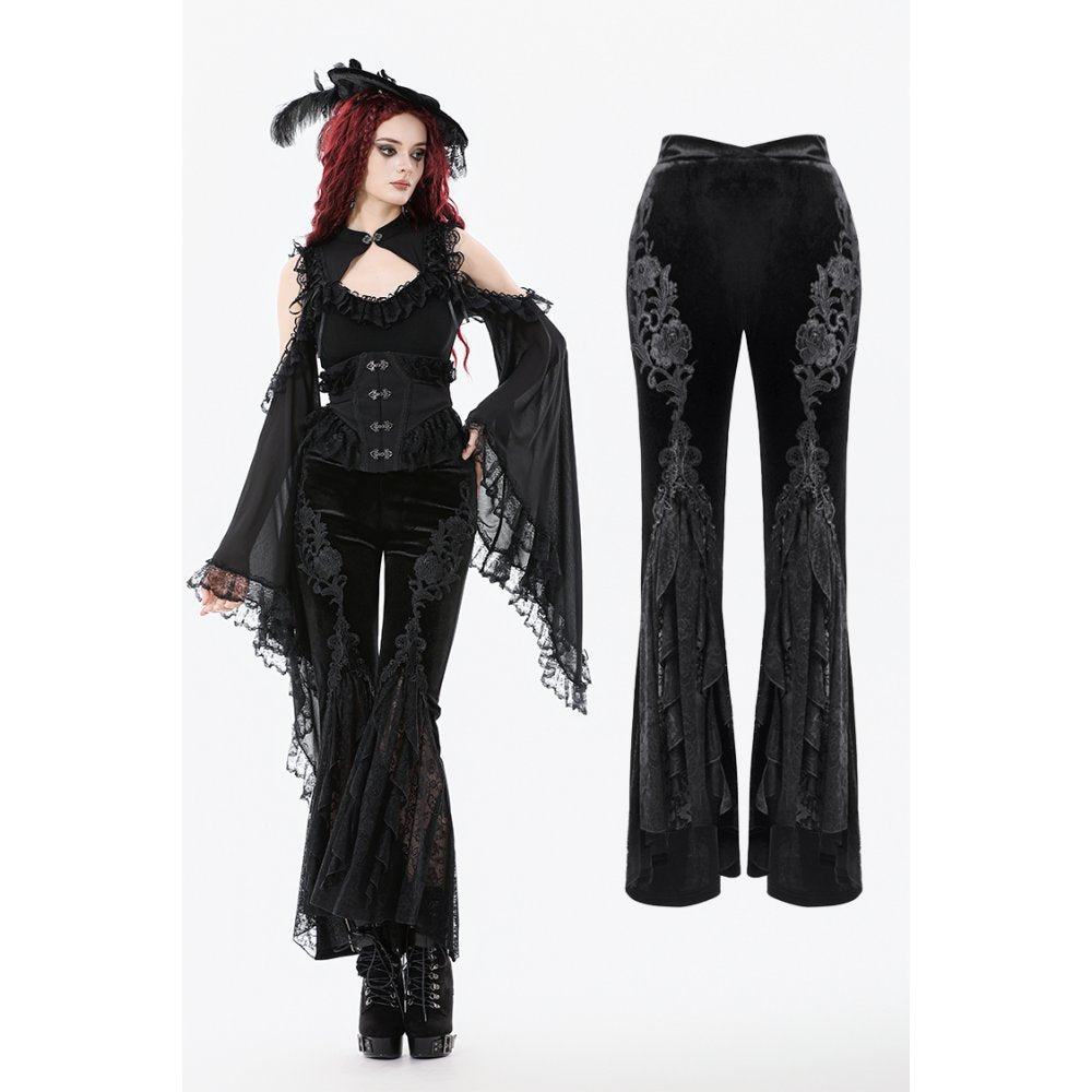 Dark in Love Erzebeth Velvet Lace Flare Trousers