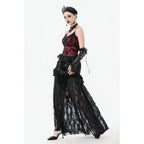 Dark in Love Althea Lace-Trimmed Velvet Goth Camisole in Burgundy