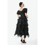 Dark in Love Seraphina Ruched Puff Sleeve Corset Top in Black