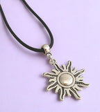Sun Charm Necklace Silver Plated Or Waxed Cord Variable Lengths, Gift Packaged