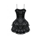 Dark in Love Harriet Punk Shiny PU Leather Layered Dress