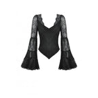 Dark in Love Zuri Gothic Romantic Lace Patchwork Bell-Sleeve Layered Cuff Top