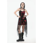 Dark in Love Bellatrix Red & Black Mesh Asymmetrical Dress