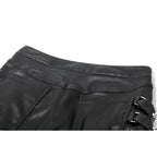 Dark in Love Punk Leather-Look Strap Detail Trousers