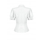 Dark in Love Elysia Ruffle Bib Puff Sleeve Goth Blouse in White