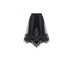 Dark in Love Melisandre Embroidered Velvet Mesh Goth Skirt in Black