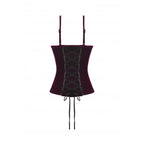 Dark in Love Serilda Velvet Lace Corset Top in Wine Red