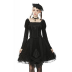 Dark in Love Melisandre Embroidered Velvet Mesh Goth Skirt in Black