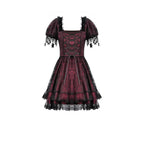 Dark in Love Burgundy & Black Lace Princess Dress with Stars Lace