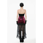 Dark in Love Crimson Queen Lace High-Low Goth Skirt in Burgundy & Black