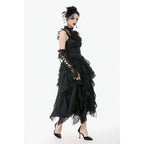 Dark in Love Seraphina Ruched Lace Goth Blouse in Black