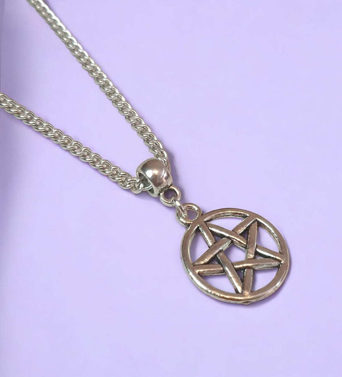 Pentagram Charm Necklace Silver Plated Or Waxed Cord Variable Lengths, Gift Packaged