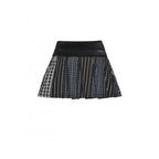 Dark in Love Sage Tartan Patchwork Leather-Waist Pleated Mini Skirt - Size UK 16 Left Only!