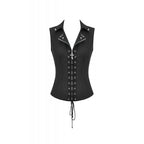 Dark in Love Punk Studded Lace-Up Vest - Alternative Top in Black