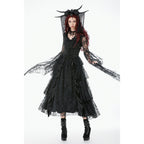 Dark In Love Gothic Deep-V Lace Bell Sleeve Cape