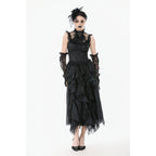Dark in Love Seraphina Ruched Lace Goth Blouse in Black