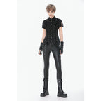 Dark in Love Punk Leather-Look Strap Detail Trousers