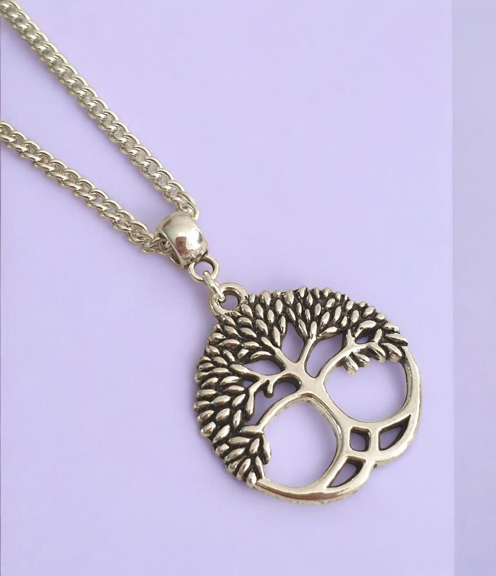 Tree Of Life Charm Necklace Silver Plated Or Waxed Cord Variable Lengths, Gift Packaged