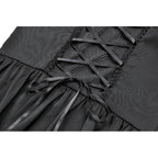 Dark in Love Belladonna Lace-Up High Collar Puff Sleeve Goth Dress  in Black