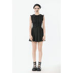 Dark In Love Gwendolyn Lace Panel Goth Mini Dress in Black