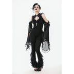 Dark in Love Goth Flare Leggings with Lace Frills