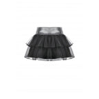 Dark in Love Bonded Tulle Layered Goth Mini Skirt in Black