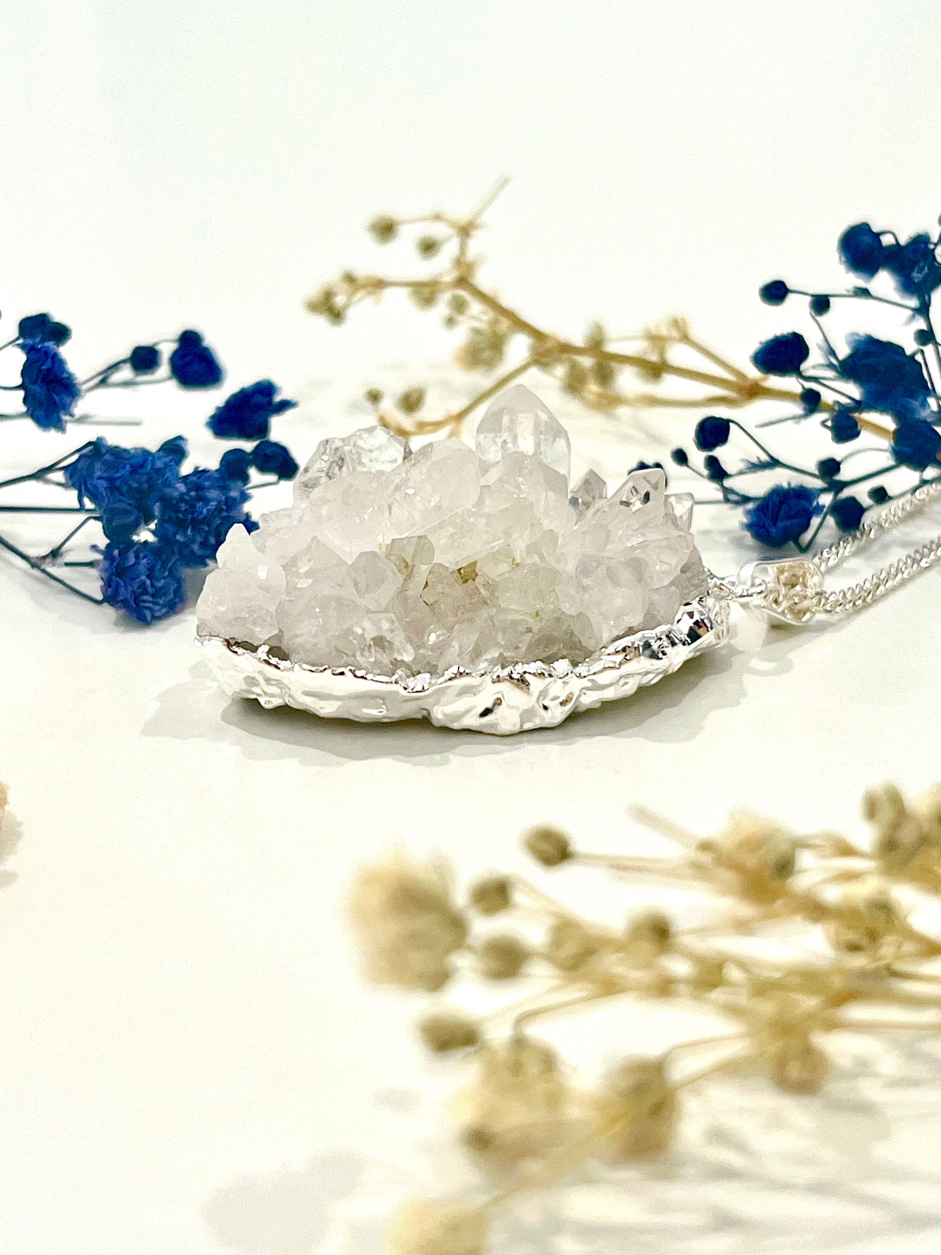 Natural Quartz Cluster Necklace – Clear Quartz Points