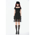Dark in Love Black Gothic Sweet Bow Lace Lolita Dress
