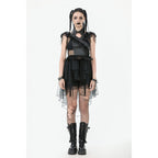 Dark in Love Seraphina Tiered Mesh & Ruffle Goth Layer Dress