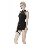Dark in Love Enyo Mesh Strap Goth Halter Top in Black