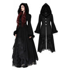 Dark in Love Eira Lace and Faux Fur Trimmed Hooded Coat - Size UK 10 Left Only!